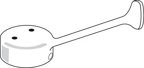 Klinik-Hebel von Ideal Standard mit einem runden Kopf und einem langen, geraden Griff. Die Oberfläche zeigt ein lächelndes Gesicht und ist in einem schlichten Design gehalten.